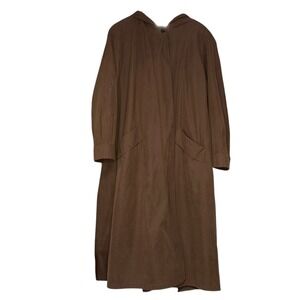 Gallery Woman Brown Hooded‎ Trench Coat Duster Full Length Size 18